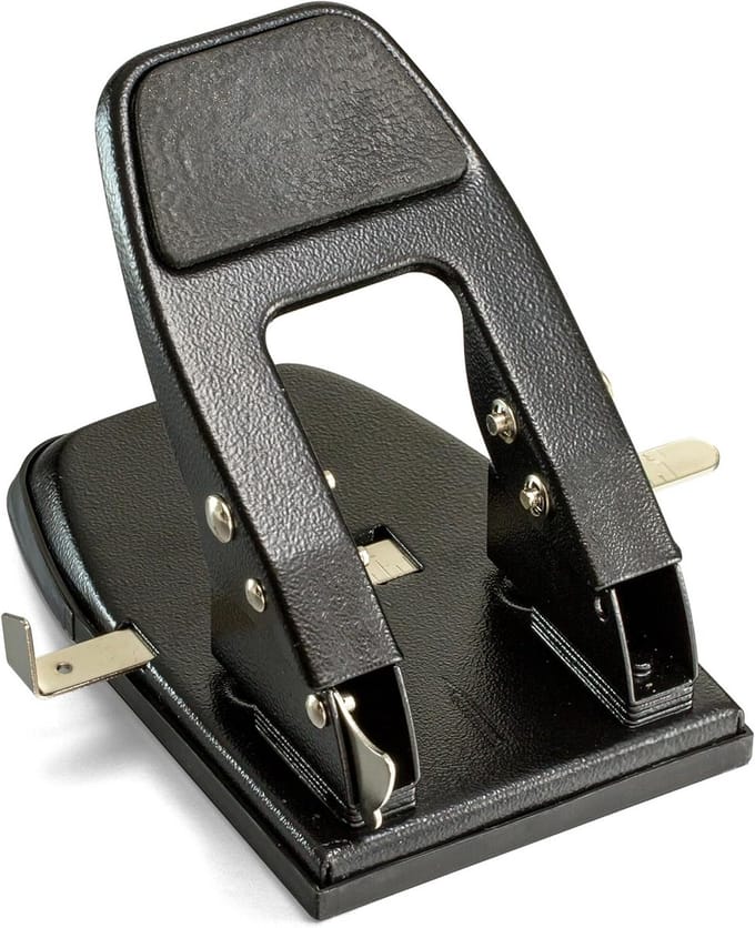 Heavy Duty 2-Gatenpons voor 50 Vel Papier - Zwart