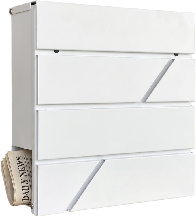 Brievenbus met krantenvak - 37 x 37 x 11 cm - wit