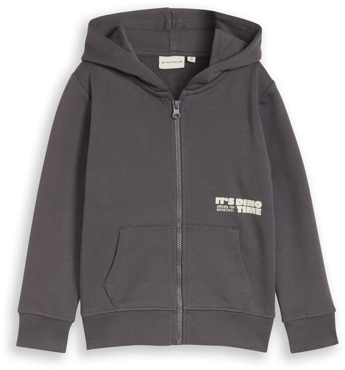 Tom Tailor - Hoodie-sweatjack met print op de rug - Maat 92/98 - dark urban grey