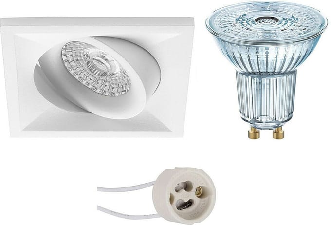 LED Spot Set - LEDVANCE Parathom PAR16 940 36D - Proma Qiundo Pro - GU10 Fitting - Dimbaar - Inbouw Vierkant - Mat Wit - 3.4W - Natuurlijk Wit 4000K - Kantelbaar - 80mm