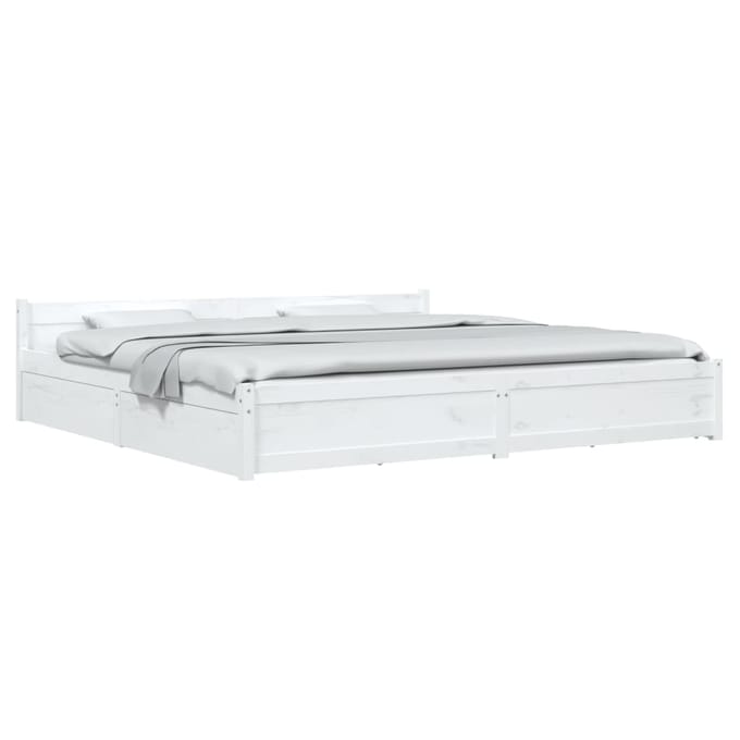 vidaXL - Bedframe - met - lades - wit - 180x200 - cm - Super - King - Size