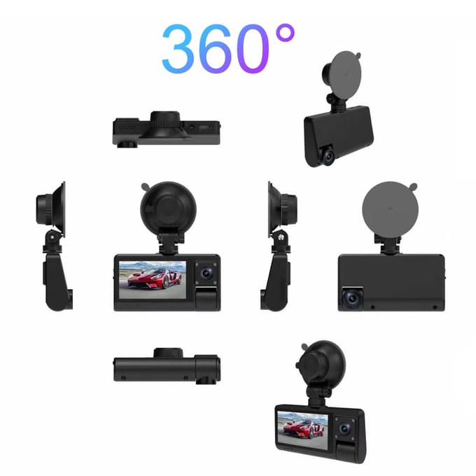 3 Camera's Dashcam Touchscreen Heldere Achteruitkijkspiegel Auto Video Opname Camcorder Breed zwart
