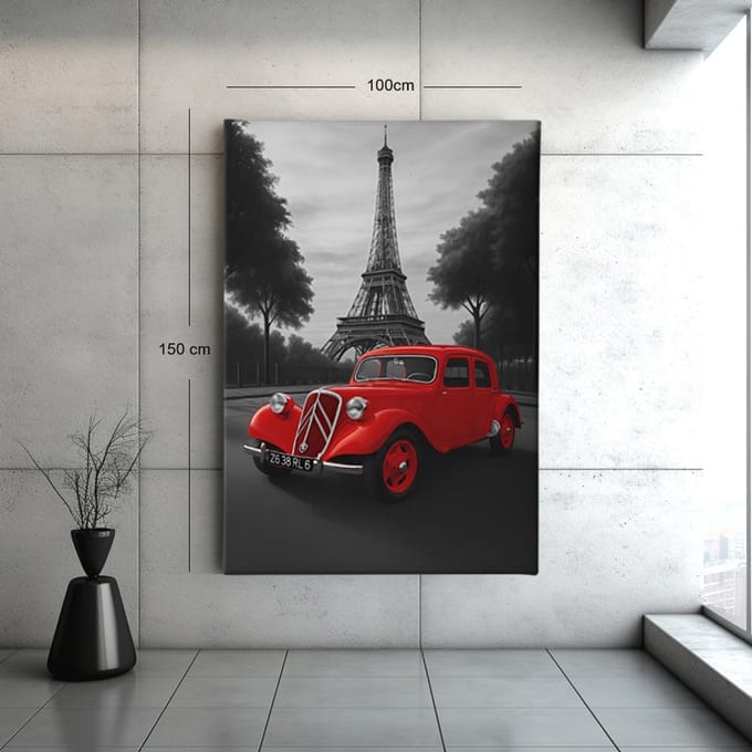 Canvas Schilderij - Eiffeltoren - Parijs - Abstract - Kunst - 90x60x2 cm