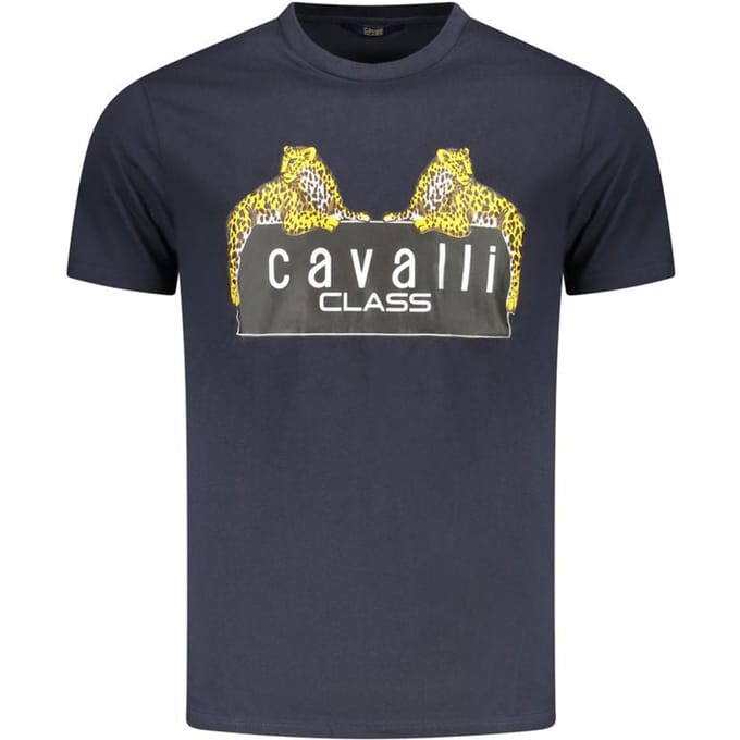 Cavalli Class Blauwe Katoenen Heren T-Shirt