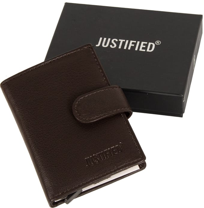 Leather Nappa credit case holder brown + box