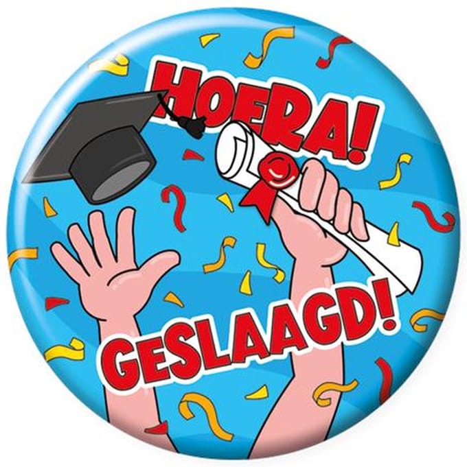 Button klein - School geslaagd cartoon