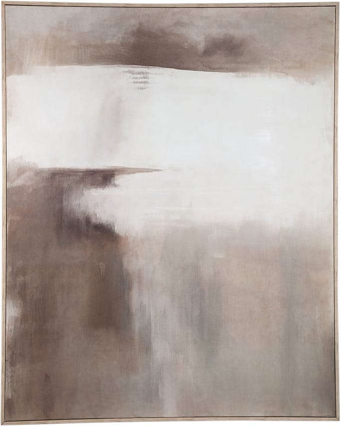 PTMD Olger Beige Abstract Canvas Wall Panel Framed B