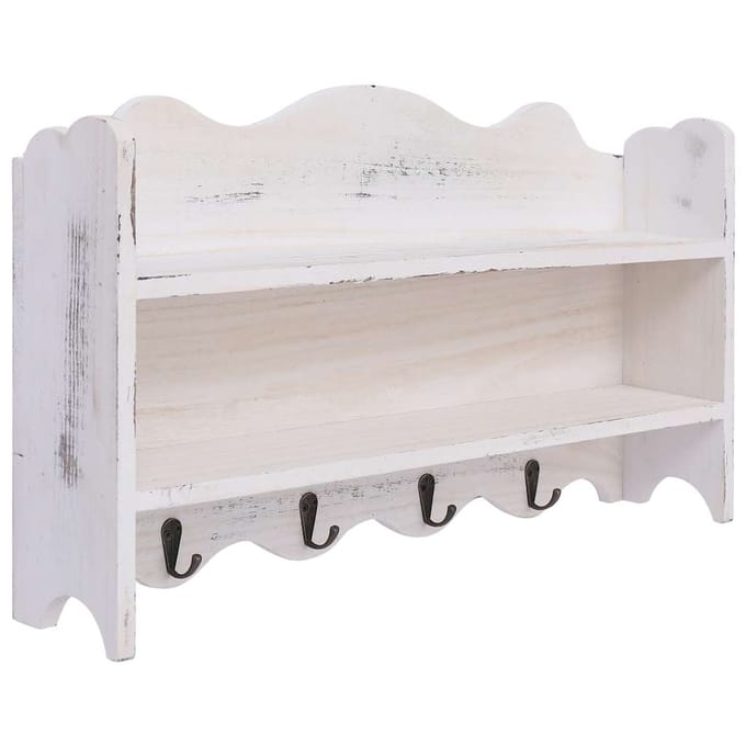 vidaXL - Wandkapstok - 50x10x30 - cm - hout - wit