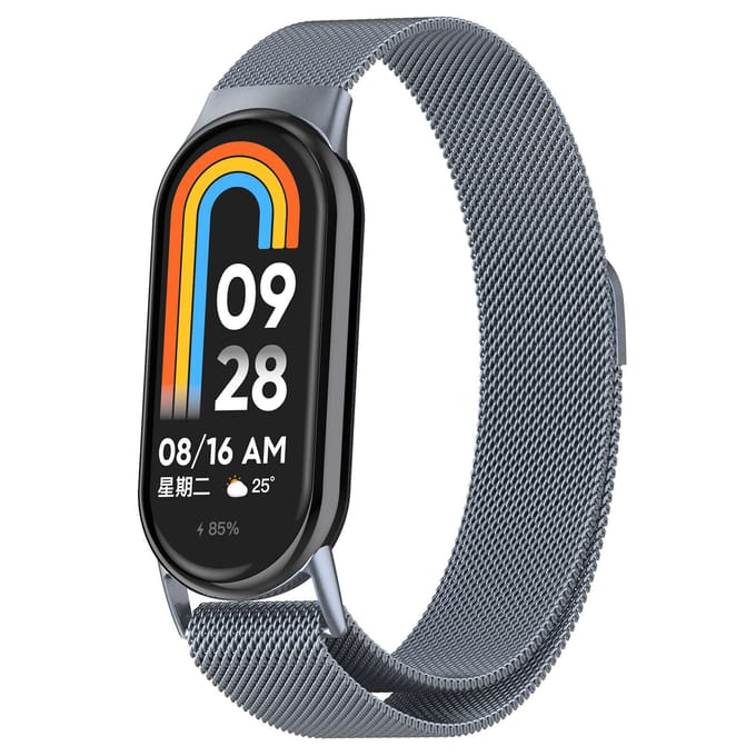 Strap-it Milanese band met magneetsluiting - Geschikt voor Xiaomi Smart Band 11 / Smart Band 10 / Smart Band 9 / Smart Band 8 (space grey)