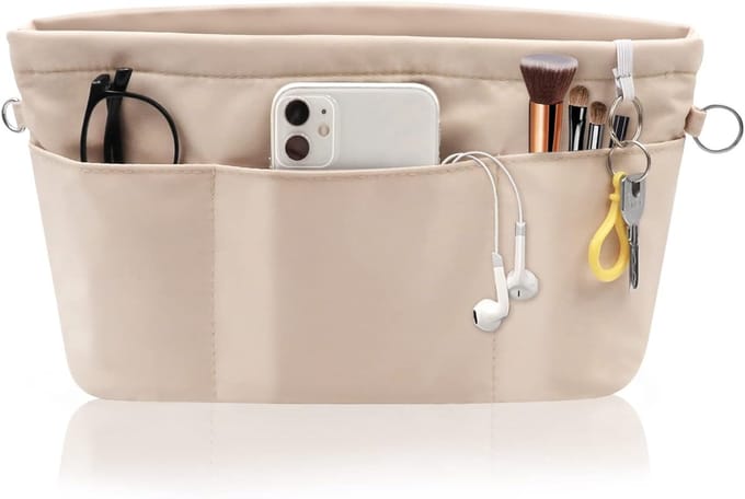 Handtasorganizer Nylon - Waterdichte Tas in Tas met Sleutelhanger en Meerdere Vakken