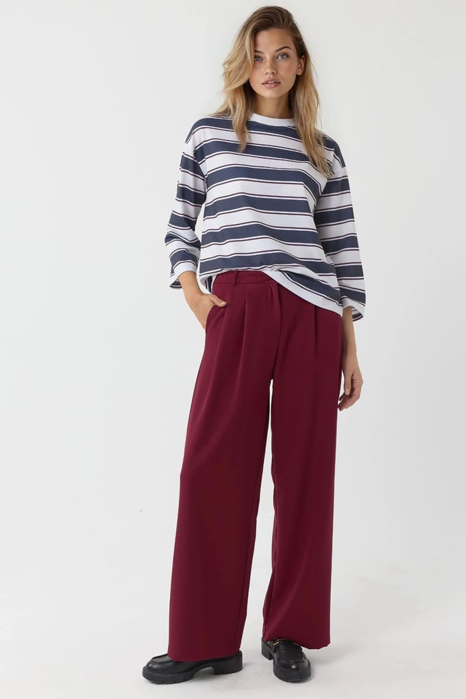 Hoge Taille Geplooide Palazzo Broek