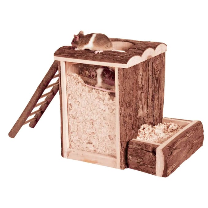 Trixie Play and Burrow Tower Bark Wood Small Animals 20x20x16cm