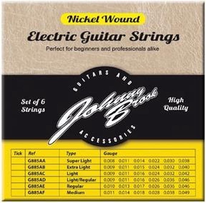 Set van 6 Nickel Wound Elektrische Gitaar Snaren - Gauge Light/Regular
