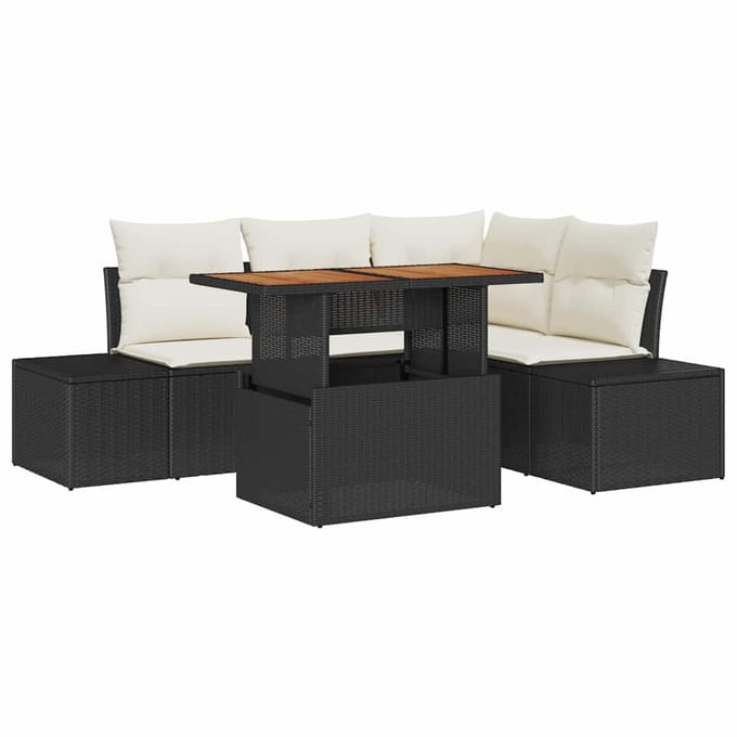 vidaXL - Tuinbank - Set - 5 - st - Zwart - en - Crème