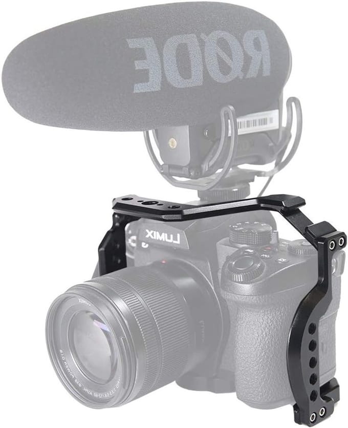Camera Cage voor Panasonic G95/G85 met NATO Rail, Cold Shoe en 3/8"-16 Accessoire Bevestiging