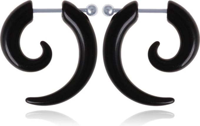 Stud oorbellen Tribal Bone Zwart-22mm