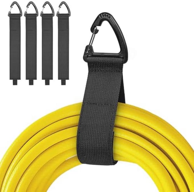 Kabelbeheer Organizer - 4 Stuks - Voor Zware Kabels - Herbruikbare Klittenbandbinders - Efficiënte Oplossing voor Garage en Werkplaats