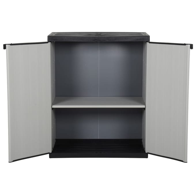vidaXL - Tuinkast - met - 1 - schap - 68x40x85 - cm - grijs - en - zwart