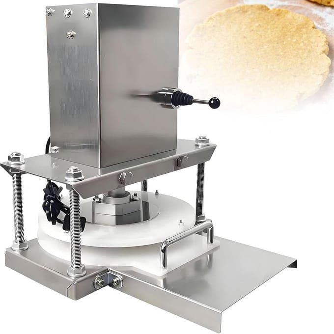 Elektrische Deegroller - Dough Sheeter - Deeg Gelijkmatig Vormen - Instelbare Dikte - 22 cm Diameter - Zilverkleurig
