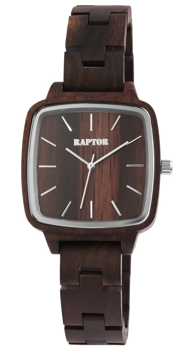 Raptor Dameshorloge sandelhout Angy, mineraalglas