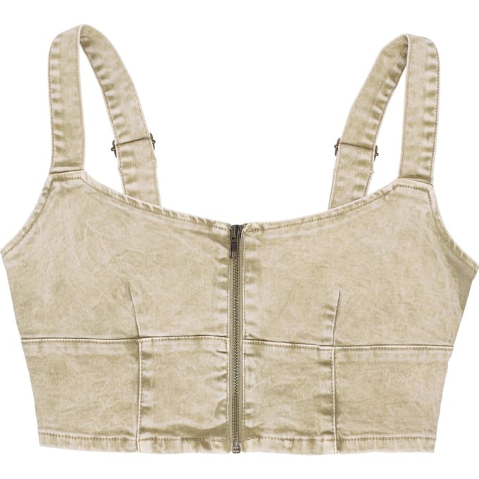 Top W Go Aged Zip Bustier-denimtop voor dames, Go Aged White