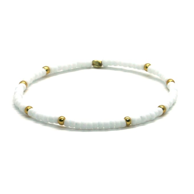Armband wit- goud rvs - 3mm