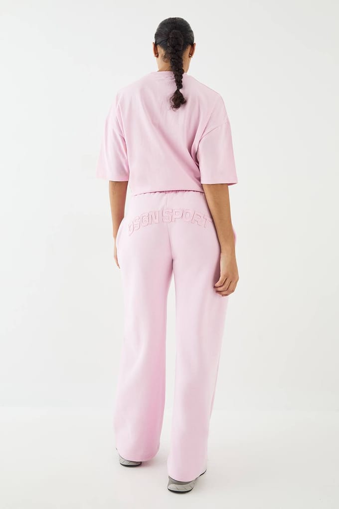 Dames DSGN Studio Self Fabric Applique Rechte Pijp Jogger | Pink | Maat: Large