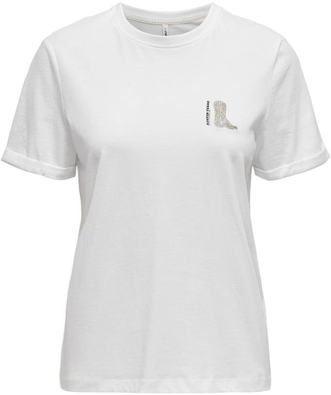 Only T-shirt Onlwest Life Ss Tee Cs Jrs 15320350 Bright White/emb Boot Dames Maat - S