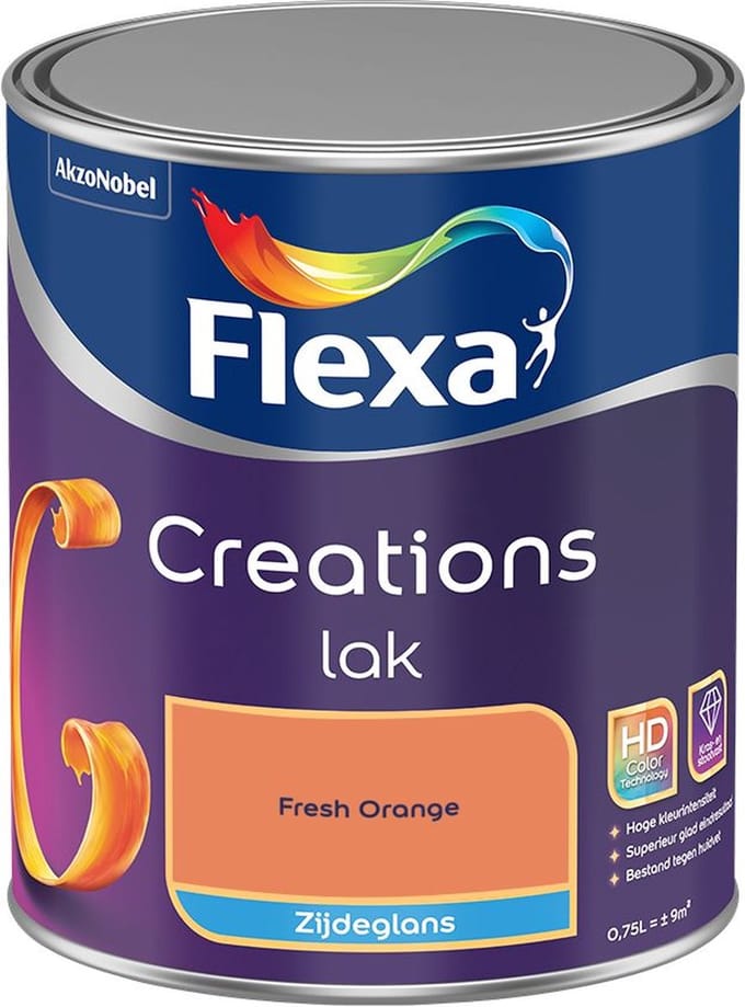 Flexa - Creations Lak Zijdeglans - Fresh Orange - Mengverf - 750 Ml