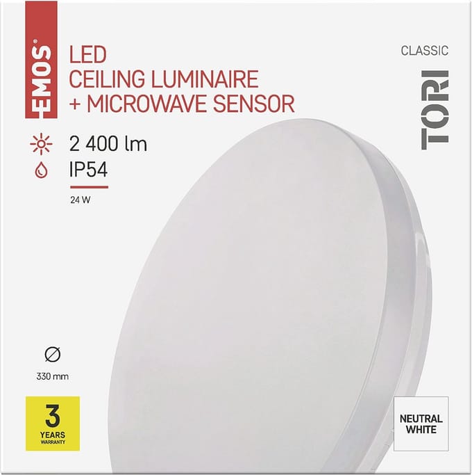 Waterdichte LED Plafondlamp met Bewegingssensor - 24W, 2400 Lumen, Neutraal Wit Licht
