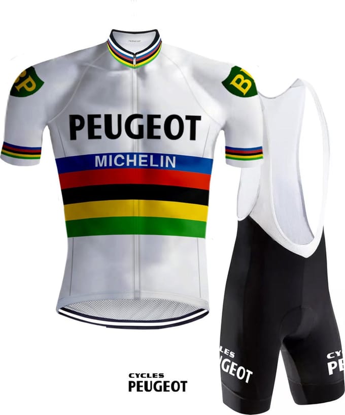 Retro Wielertenue Peugeot Regenboog - REDTED - S