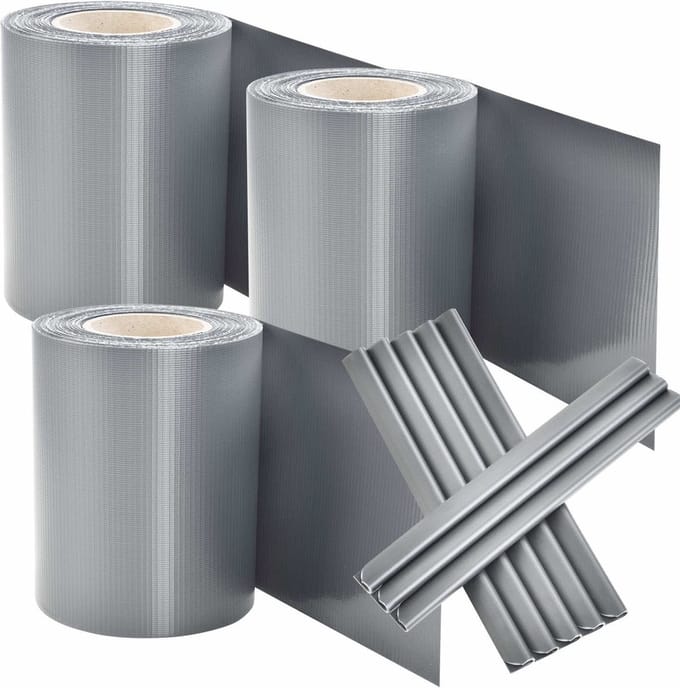 PVC Privacystrips - 3 stuks - 35 meter - Grijs - Incl. Bevestigingsklemmen