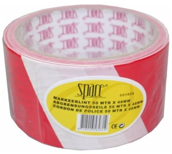 Benson Markeerlint - 2x - rood / wit - 50 meter - afzetlint