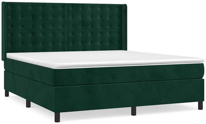 vidaXL - Boxspring - met - matras - fluweel - donkergroen - 180x200 - cm