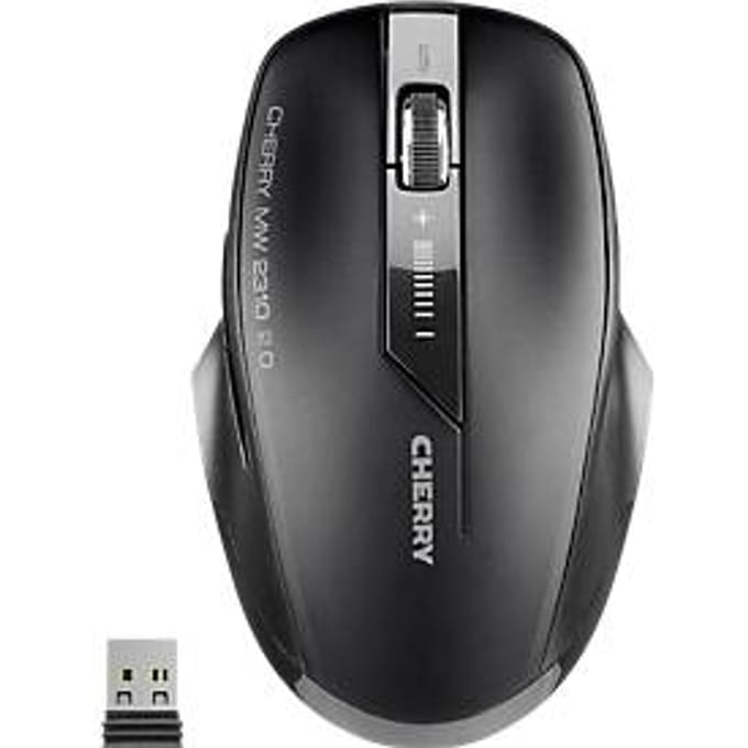 Wireless-computermuis Cherry MW 2310 2.0, voor rechts- & linkshandigen, ergonomisch, bereik 10 m, zwart