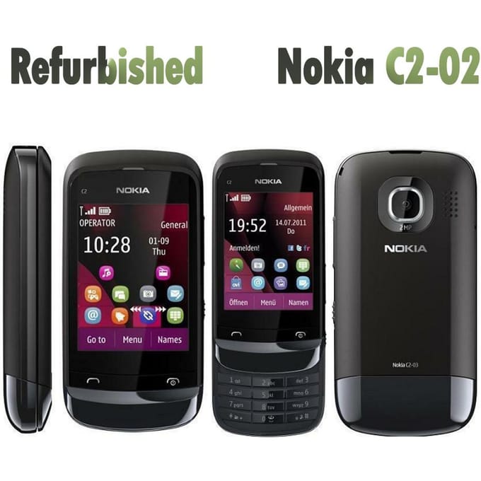 Téléphone Mobile Nokia C2-02 d'Origine Nokia Reconditionné Débloqué avec 1 SIM Simple set or