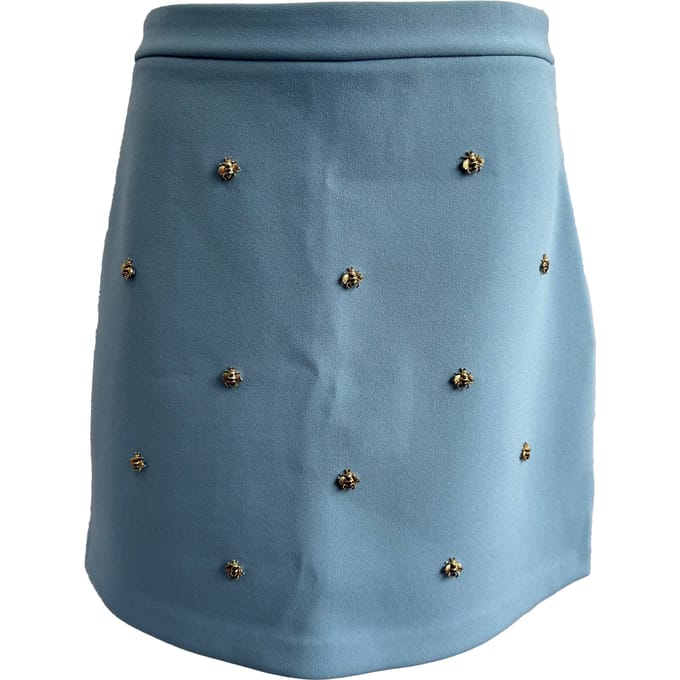 Maje Jizie minirok met bijenversiering in blauw polyester