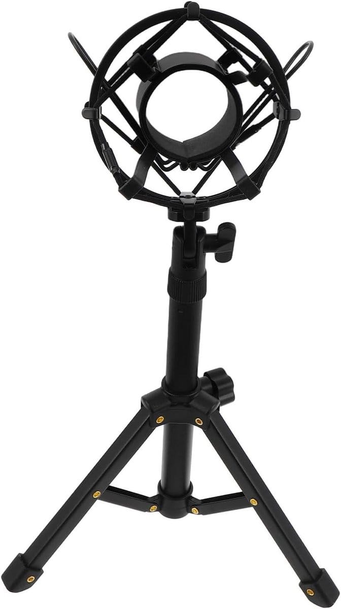 Bureau Microfoonstandaard - Verstelbare Houder - Podcast Opname - Stevige Metalen Voet - 33 cm - Zwart