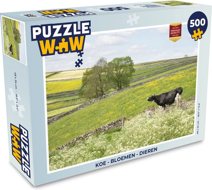 Puzzel Koe - Bloemen - Dieren - Legpuzzel - Puzzel 500 stukjes