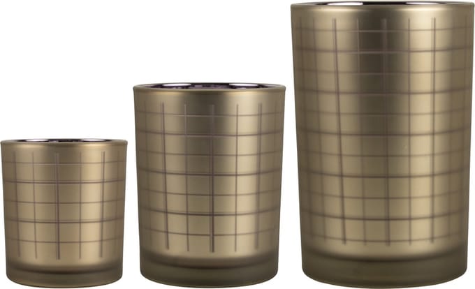 Theelichthouder blok goud paars large 18cm*