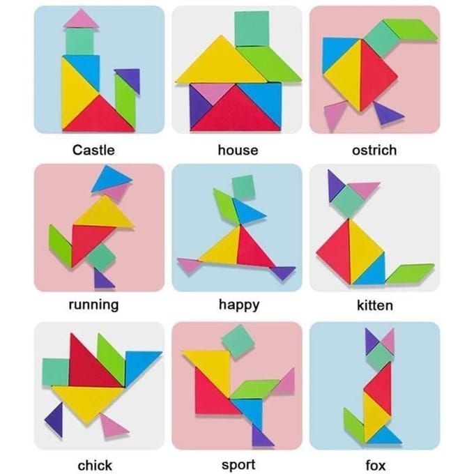 Educatief speelgoed - LX - 96 Magnetische Tangram Puzzels - Reizen en kaarten - Groen - Gemengd