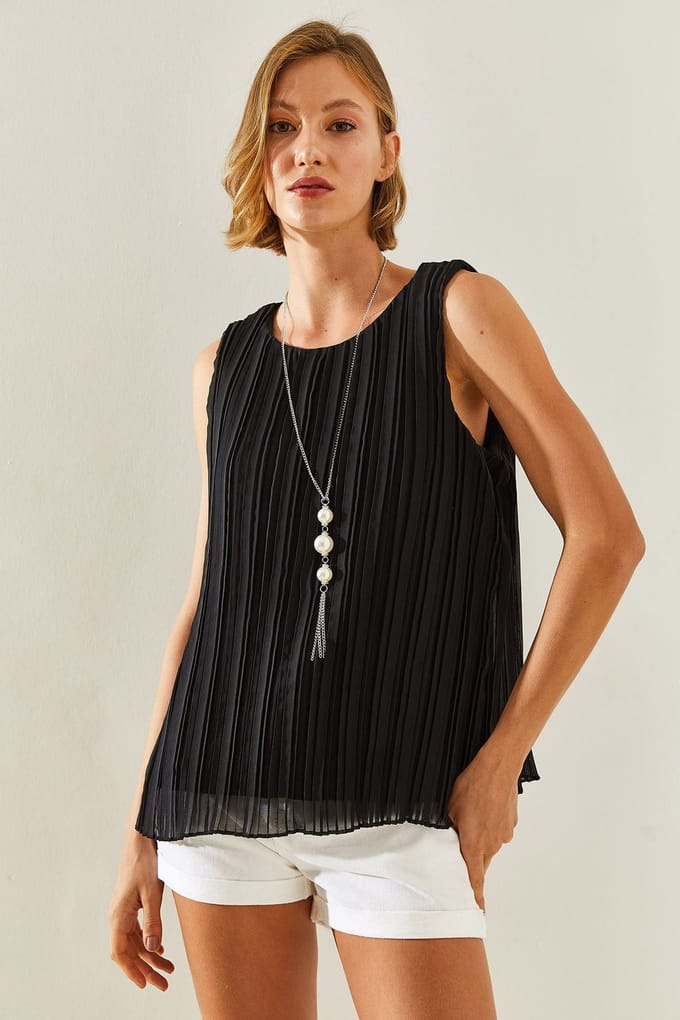 Gestructureerde Sifonblouse met Accessoire Detail