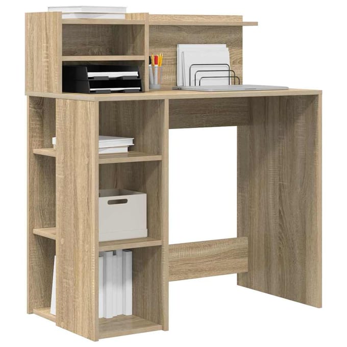 vidaXL - Bureau - Sonoma - Eik - Bewerkt - hout - 90 - x - 48 - x - 101,5 - cm