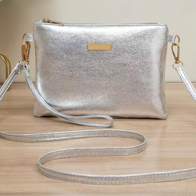 Sac à Bandoulière Uni pour Femme Petite Pochette à Monnaie gray