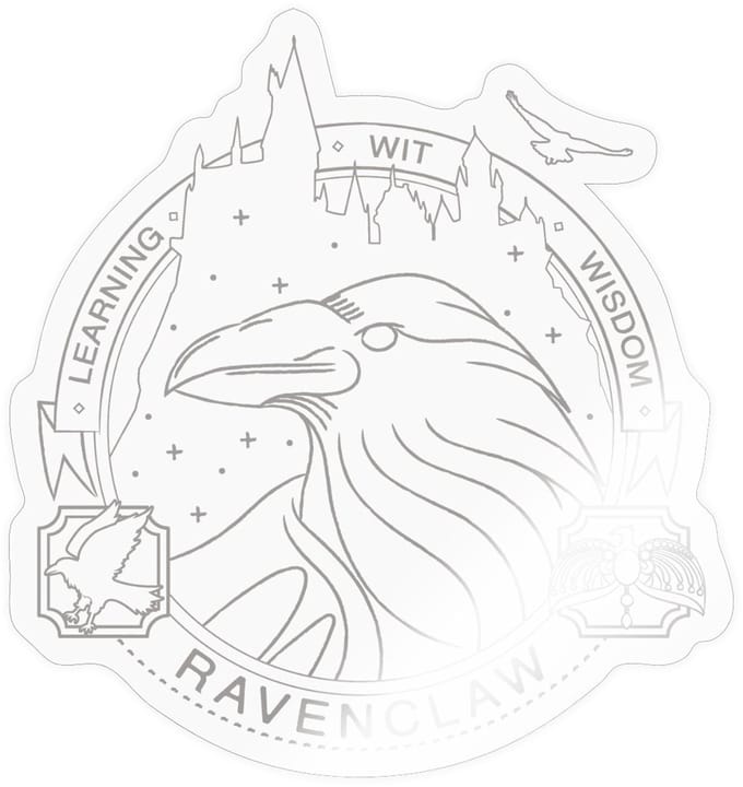 Harry Potter Ravenklauw Lineart Sticker Maat S (max. 10 x 10cm)