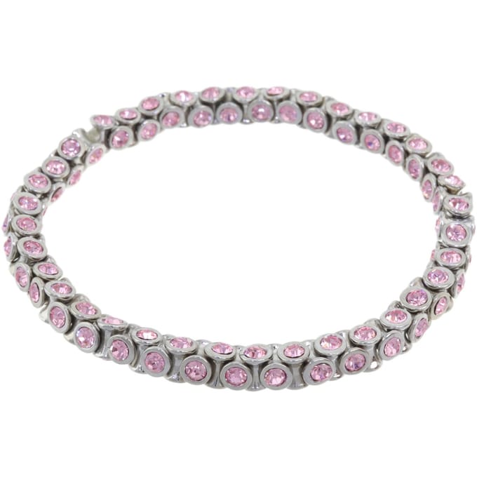 Behave - elastische armband - roze steentjes - romantisch accent
