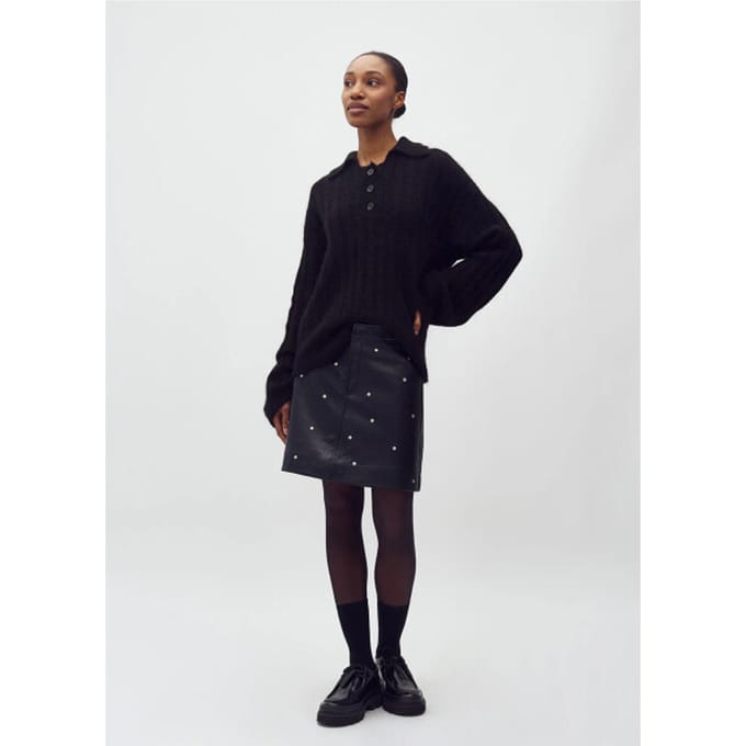 mbyM Altari-M rok vegan leather met studs zwart