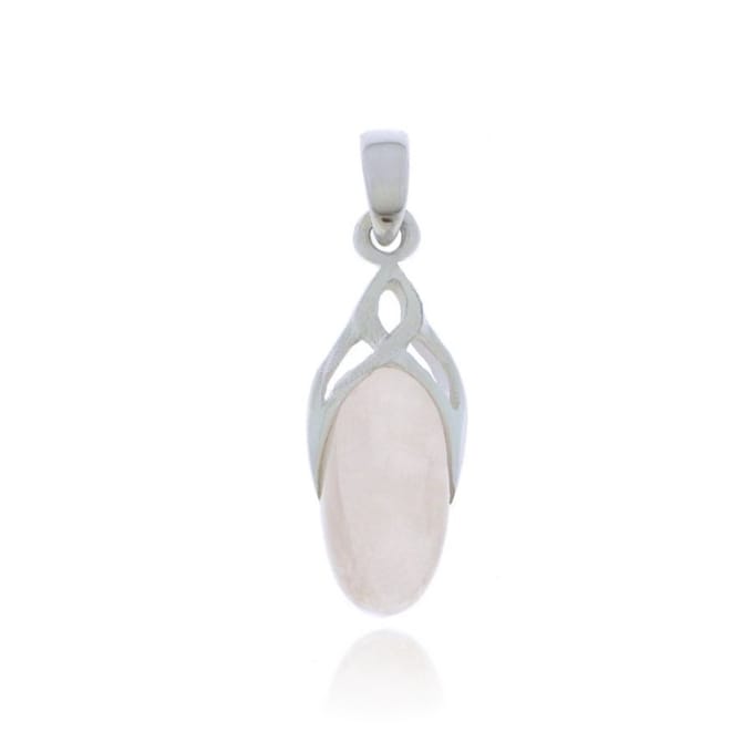 SilverGems Zilveren hanger met cabouchon geslepen ovale Rozenkwarts edelsteen