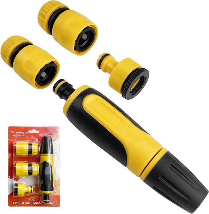 Tuinwaterpistool - Hogedrukspuit - Auto wassen - Lekvrij ontwerp - 17 cm - Grijs