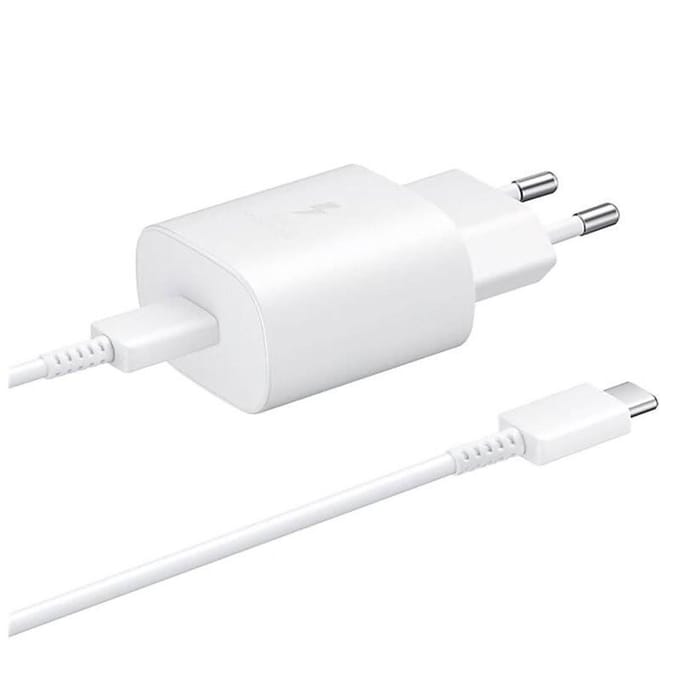Chargeur mural Samsung 25W USB-C avec câble USB-C - Blanc